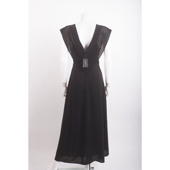 Massimo Dutti Womans Maxi Dress Size XS Black Crochet V-Neck 6611/605 NWT - Picture 5 of 6